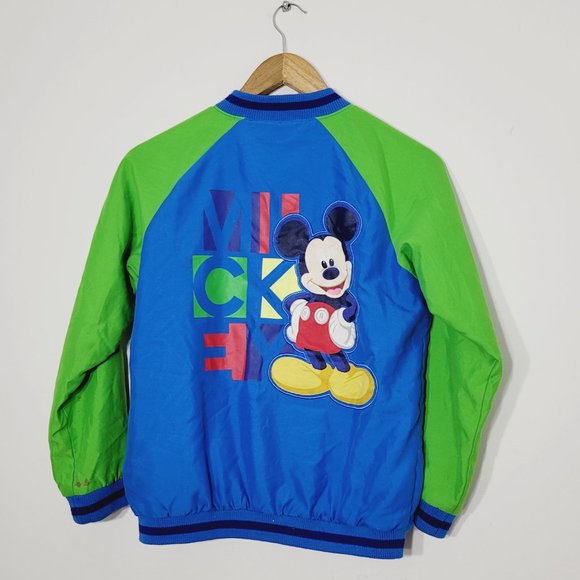 Disney Store Boys Mickey Mouse Varsity Jacket Bright Blue Green Snap Size 9/10 - Picture 9 of 12